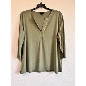 Banana Republic Women's Green V Neck 3/4 Sleeve Pullover Blouse Size XL